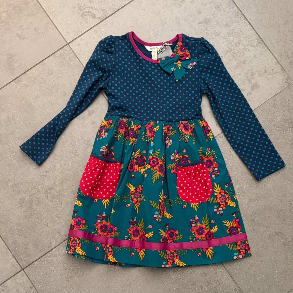 Matilda Jane Teal and Pink Floral Kids Dress